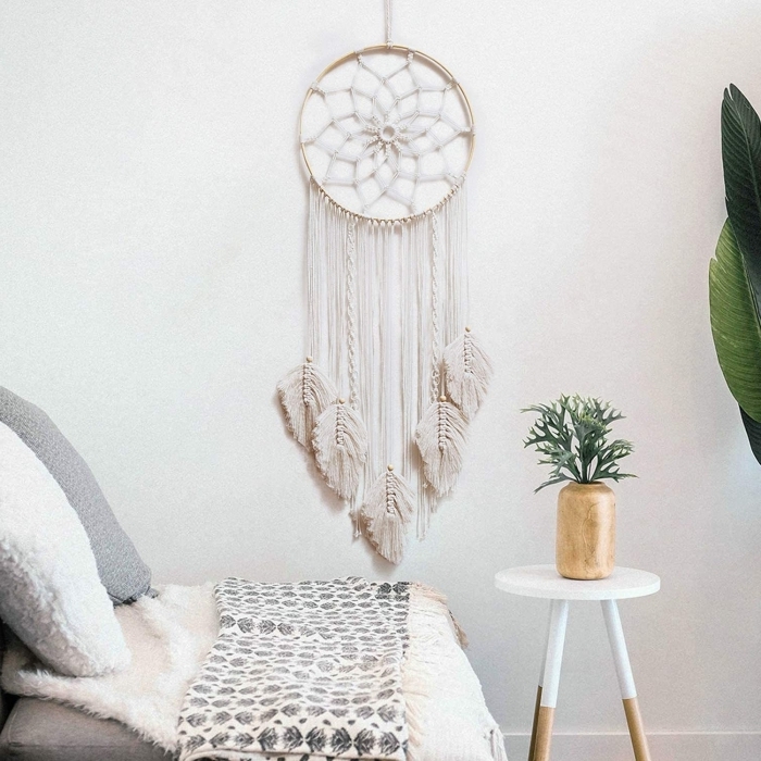 Mandala ELEMENTAUX 1m/ Attrape-rêve/ Dentelle/ Macramé/ Déco/Méditation