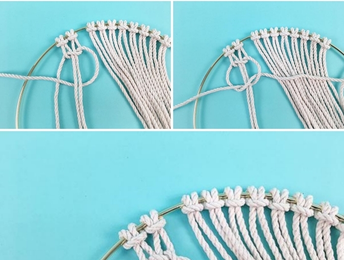 tutoriel comment faire un noeud macramé plat cordon coton technique tissage macramé