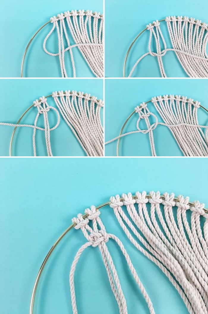 tutoriel comment faire un noeud macramé plat cordon coton technique tissage macramé