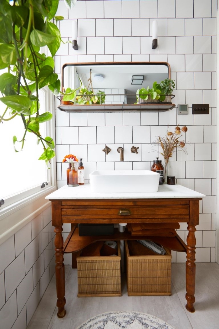 boite de rangement salle de bain sous lavabo boîte bois miroir avec rangement suspendu applique mural