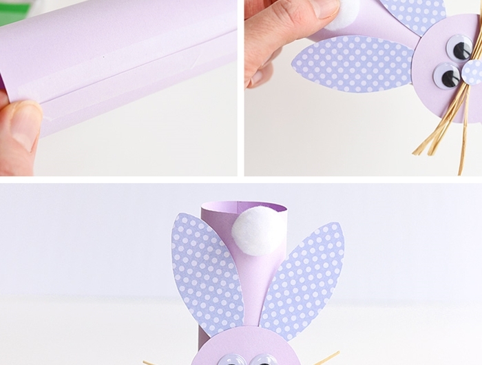 diy lapin papier cartonne uni activite manuelle de paques fabrication forme lapin rouleau papier peint