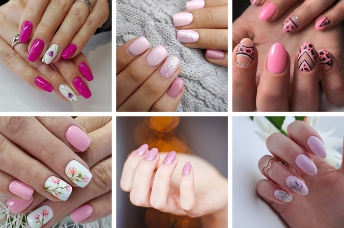 idee couleur ongle printemps vernis couleur rose fuschia ongles longs nail art motifs floraux