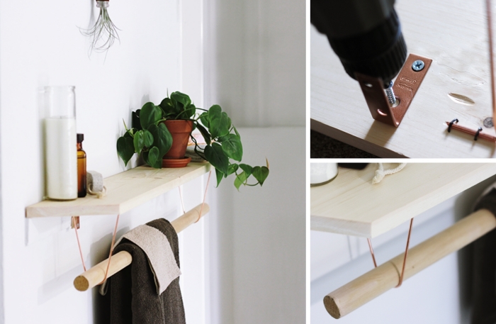 idée comment faire une étagère planche bois rangement salle de bain diy bricolage facile astuce optimisation espace
