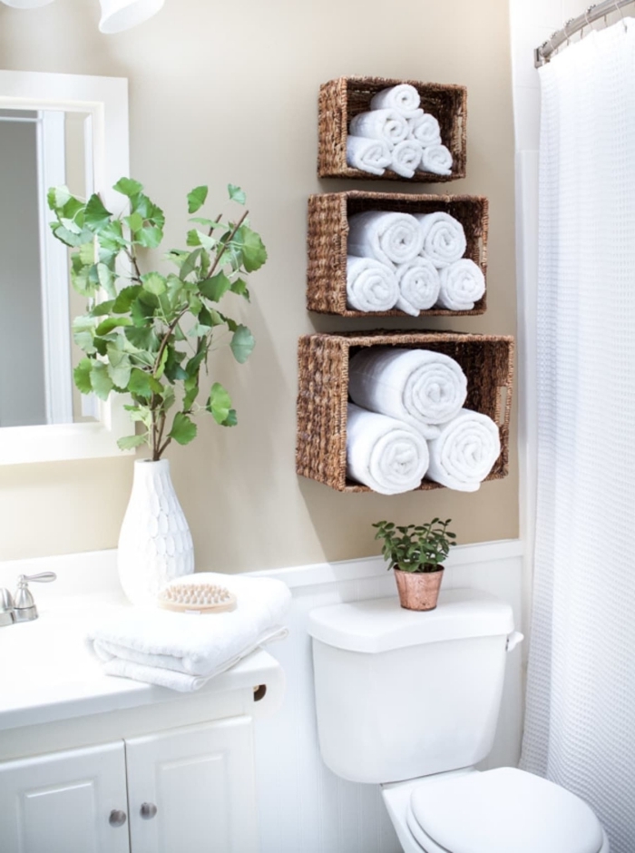panier tressé fibre végétale fabrication rangement serviette salle de bain facile déco plantes vertes