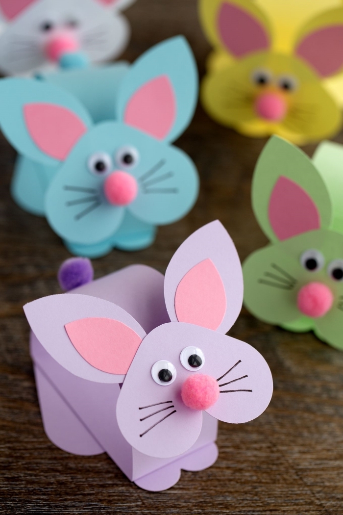 projet créatif art papier pliage origami facile pour enfant bricolage paques primaire forme lapin