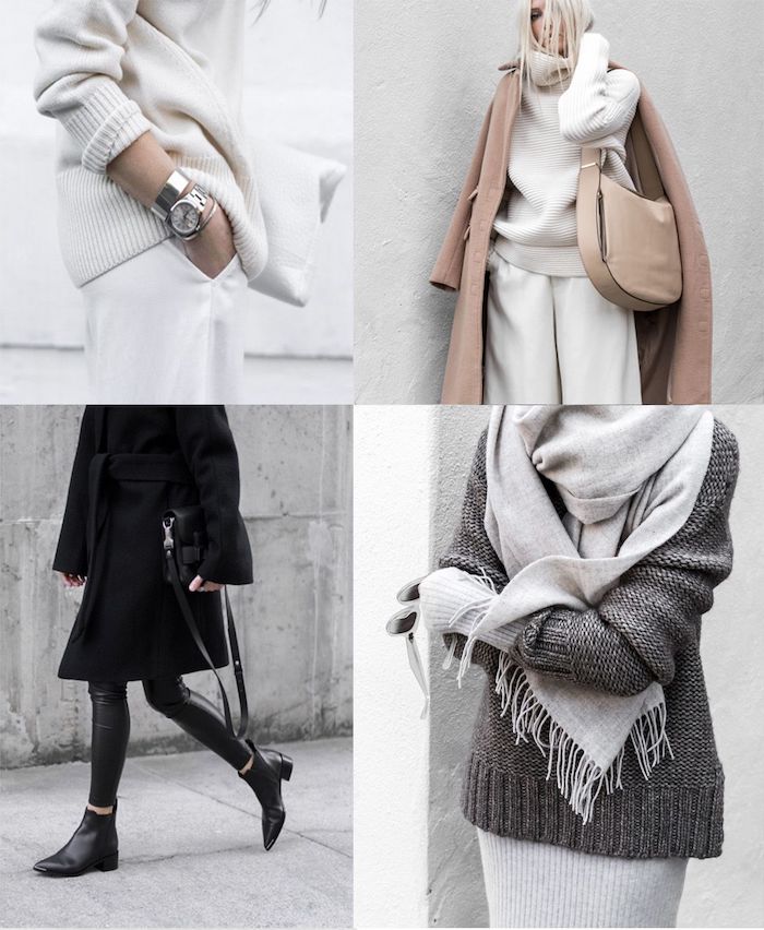quelques look pour une tenue femme chic pendant l hiver matières tricotés et couleurs de base