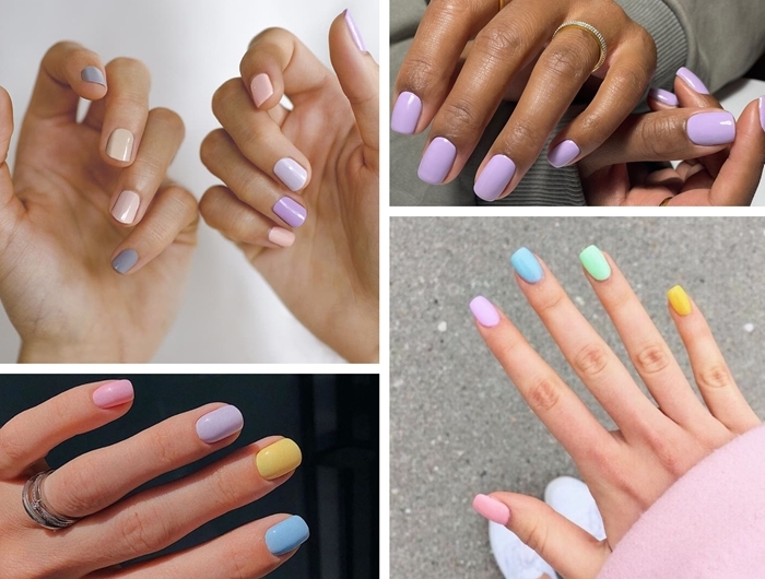 tendance manucure couleurs pastel nail art printemps 2021 vernis ongles couleurs differentes