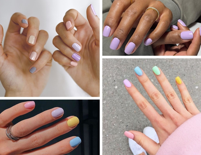 tendance manucure couleurs pastel nail art printemps 2021 vernis ongles couleurs differentes