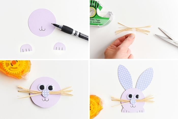 tutoriel bricolage de paques facile diy lapin en papier cartonne instruction tete lapin visage yeux mobiles
