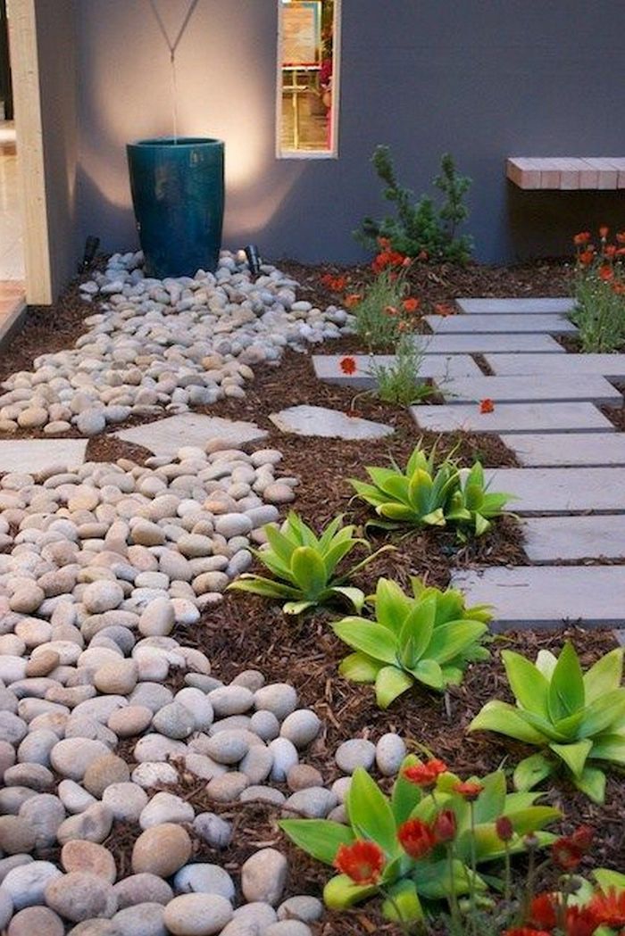 une idée sur que faire avec des pierres dans un jardin des succulents a coté d un chemin des galets