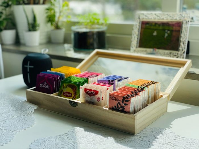 boite de thé bois avec des sachets de thé au gouts differents exemple cadeau pour sa maman.jfif