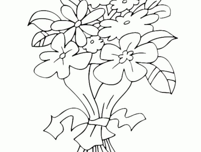carte fête des mères à fabriquer en maternelle retracer bouquet fleurs simples nouées d un ruban