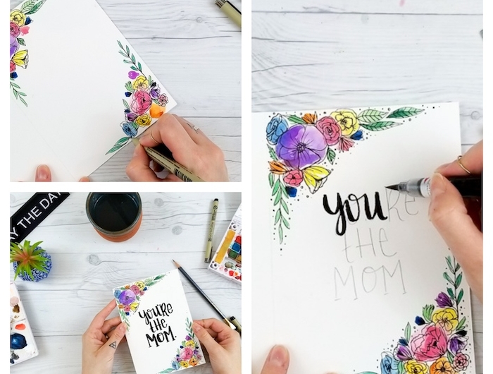 comment dessiner et ecrire un message sur)carte fete de maman