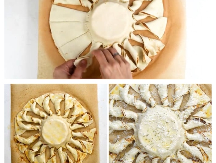 comment faire une tarte soleil au camember et pate feuilletée etapes a poursuivre