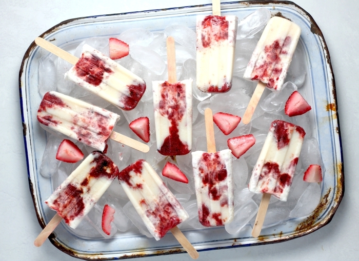 dessert pique nique facile comment faire crème glacée facile yagourt et baies morceaux fraises