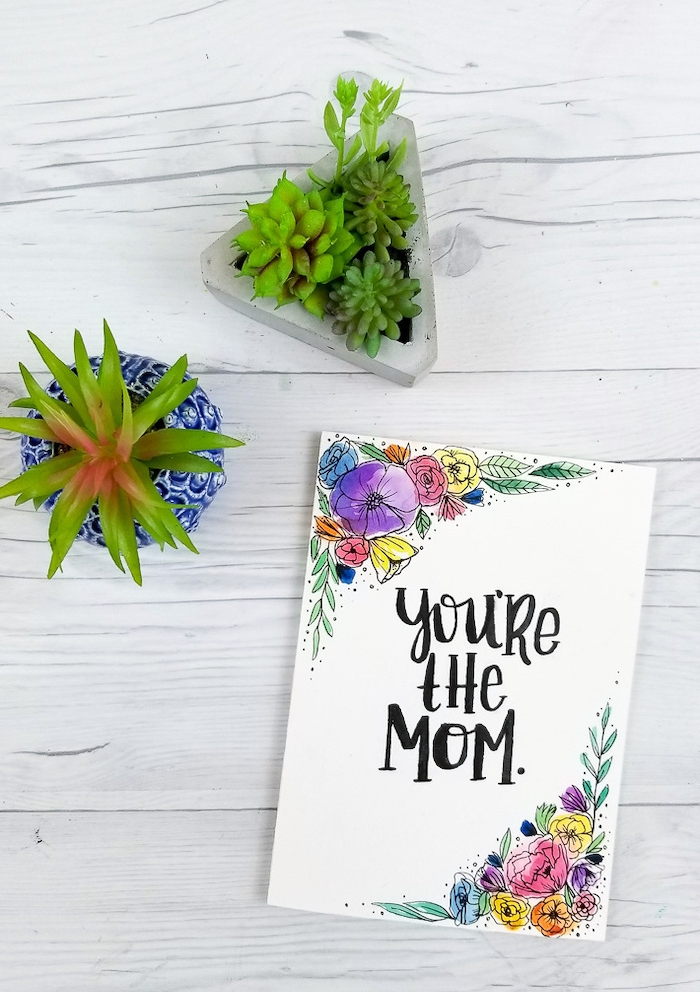 40 + idées d'une carte à l'aquarelle pour la fête des mères