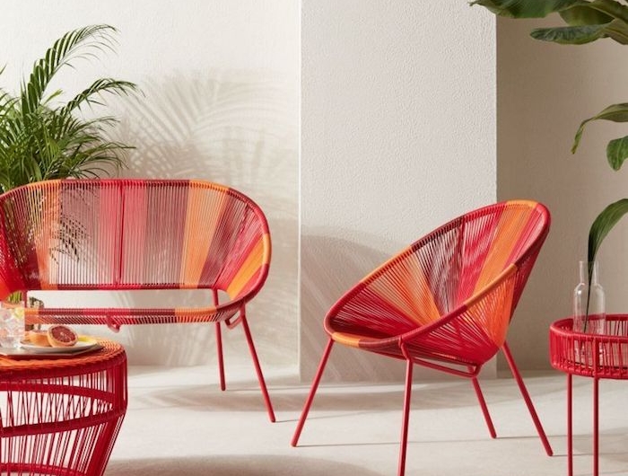 idée d un meuble vintage relooké a l aide de peinture ensemble des maubles en rotin peints en rouge