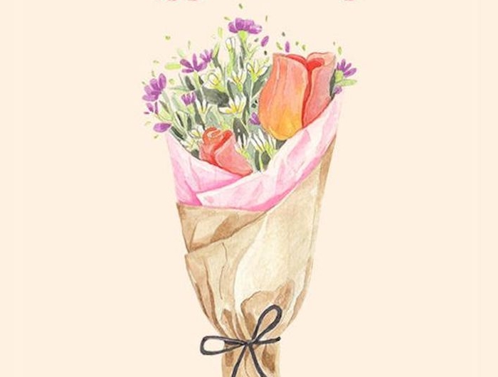 idée de dessin aquarelle pour la fete des mères bouquet de fleurs