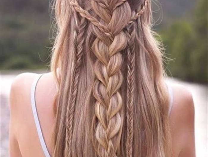 une fille dans la nature avec des nattes coiffure cheveux long
