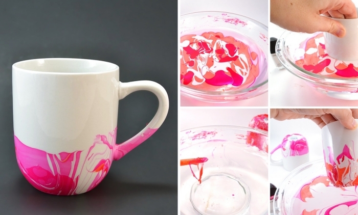 cadeau a faire soi meme facile personnaliser un mug avec vernis a ongle eau distillée activité manuelle ado