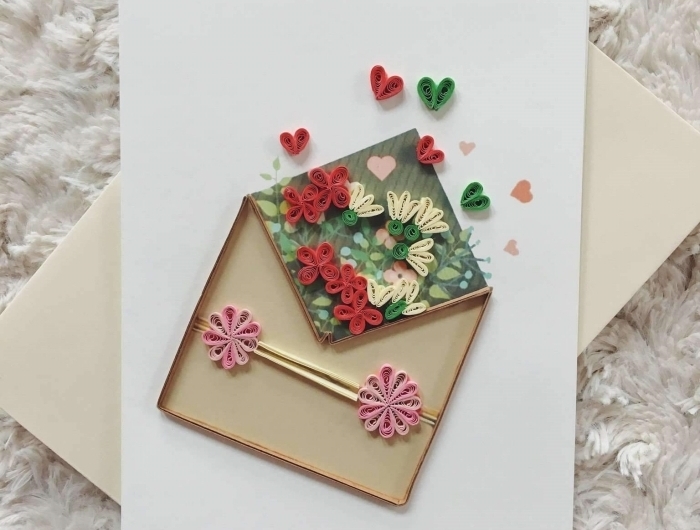 diy carte fete des meres art papier cadeau a faire soi meme facile quilling fleur facile papier cartonné
