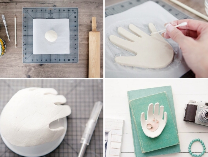 idée cadeau fête des mères à fabriquer pour ado organisateur bijoux bol empreinte de main en argile
