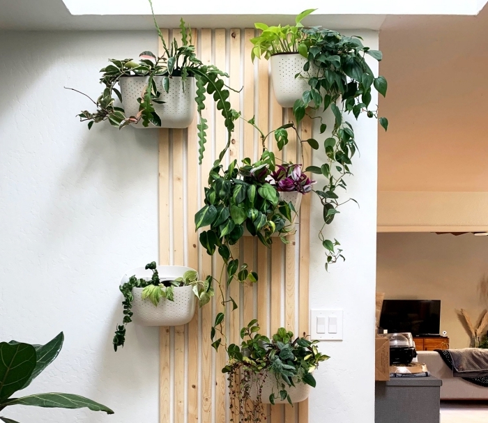 jardinière murale intérieur support en bois jardinière blanche suspendue plante grimpante