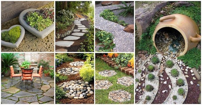 comment decorer son jardin avec gravier cailloux galets et pierres avec plantes