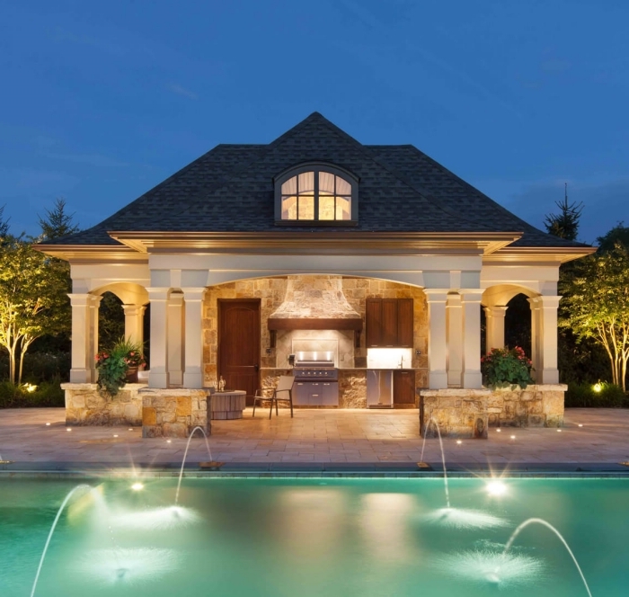 façade pierre éclairage pour extérieur hotte four jardin avec piscine équipement en inox
