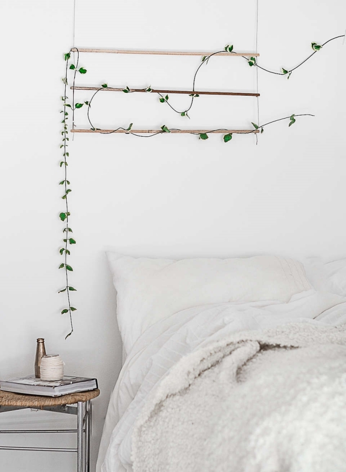 plante grimpante d intérieur décoration chambre a coucher boho scandi style minimaliste support plante
