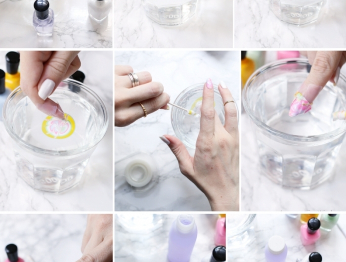 comment faire manucure marbre facile tuto ongles eau vernis marbre