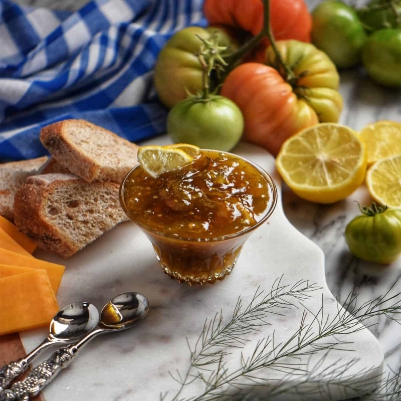 confiture tomates vertes orange ingrédients recette grand mere citron tranches pain
