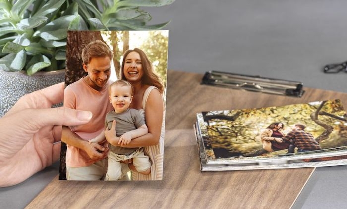 impression photo de famille série de photos sur fichier en bois plante verte comme déco