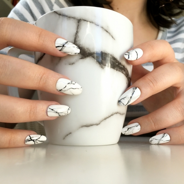 Ongle Marbre Noir Et Blanc