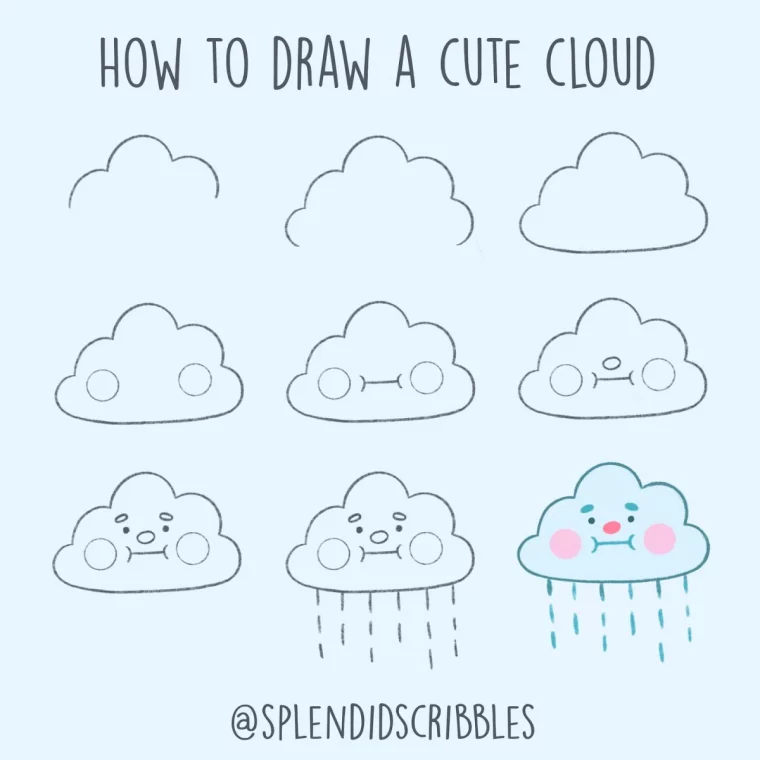 tuto pour dessiner un nuage mignon