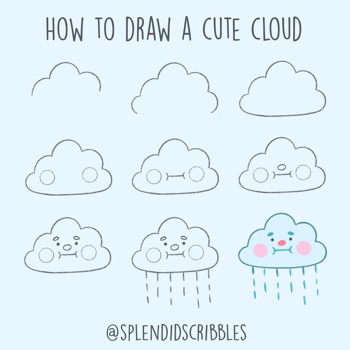 tuto pour dessiner un nuage mignon