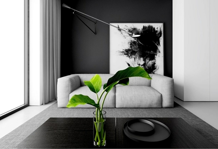 chambre grise une chambre anthracite avec une plante verte sur la table