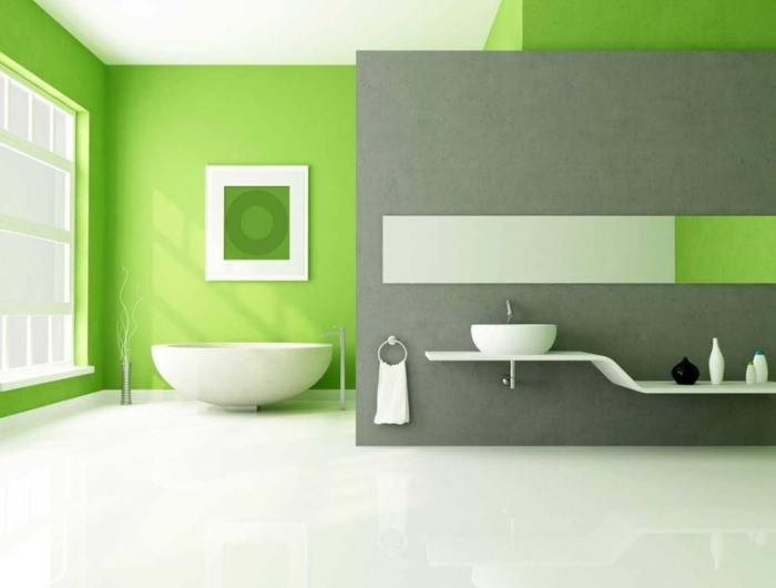 couleur qui va avec le gris salle de bain grise verte