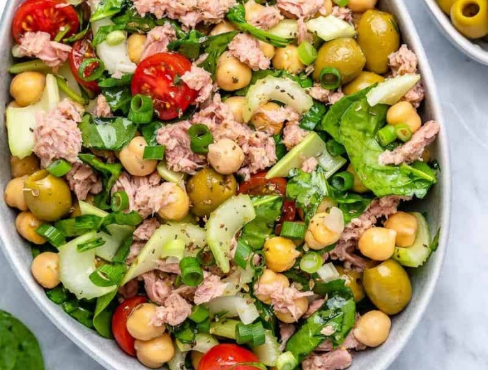 recette salade de pois chiche avec du thon olives tomates