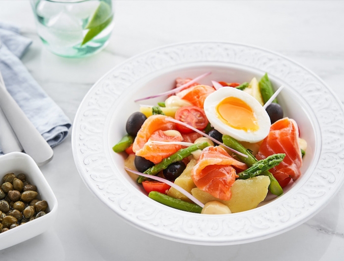 salade composée facile et originale de saumon haricots verts oeuf