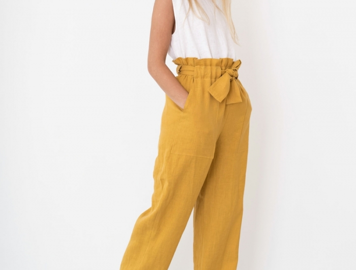 style vestimentaire ado fille 2021 pantalons jaunes en lin