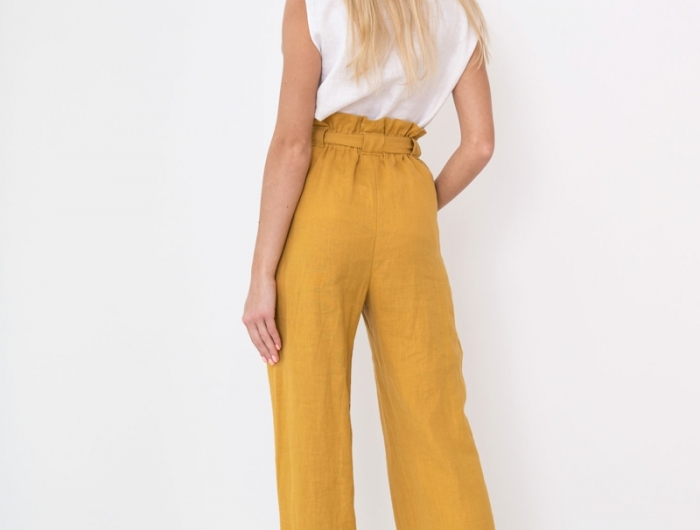 style vestimentaire ado fille 2021 pantalons jaunes en lin très stylés