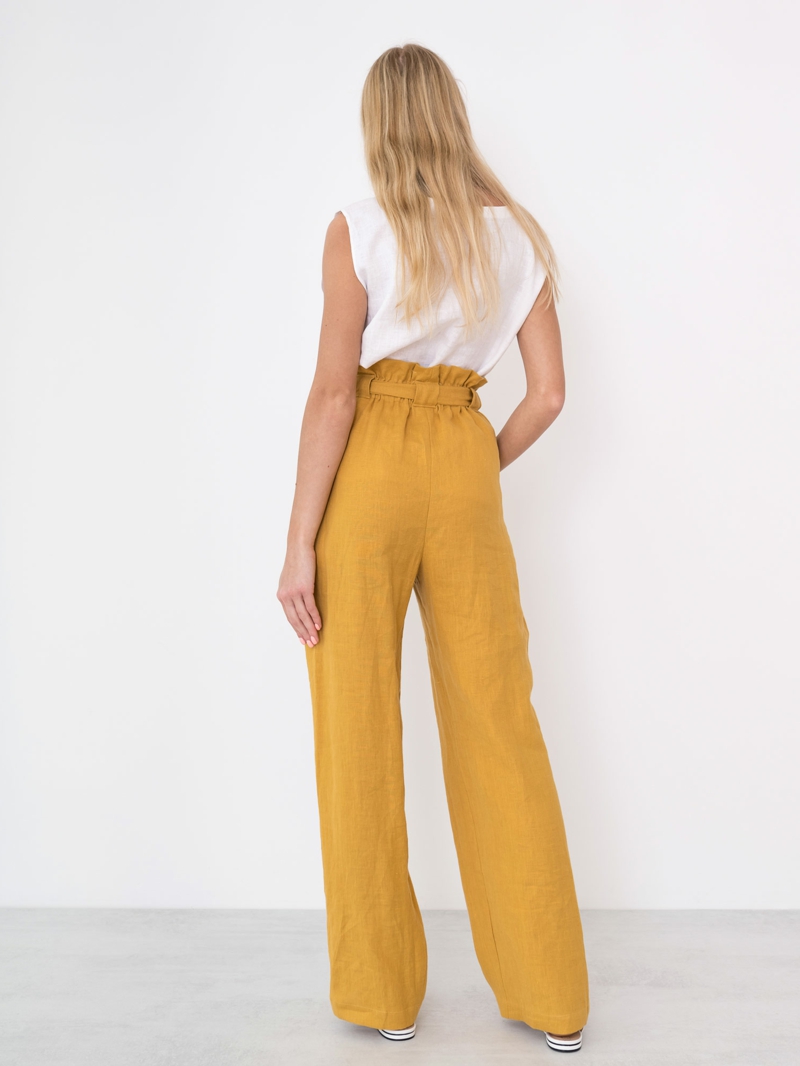 style vestimentaire ado fille 2021 pantalons jaunes en lin très stylés