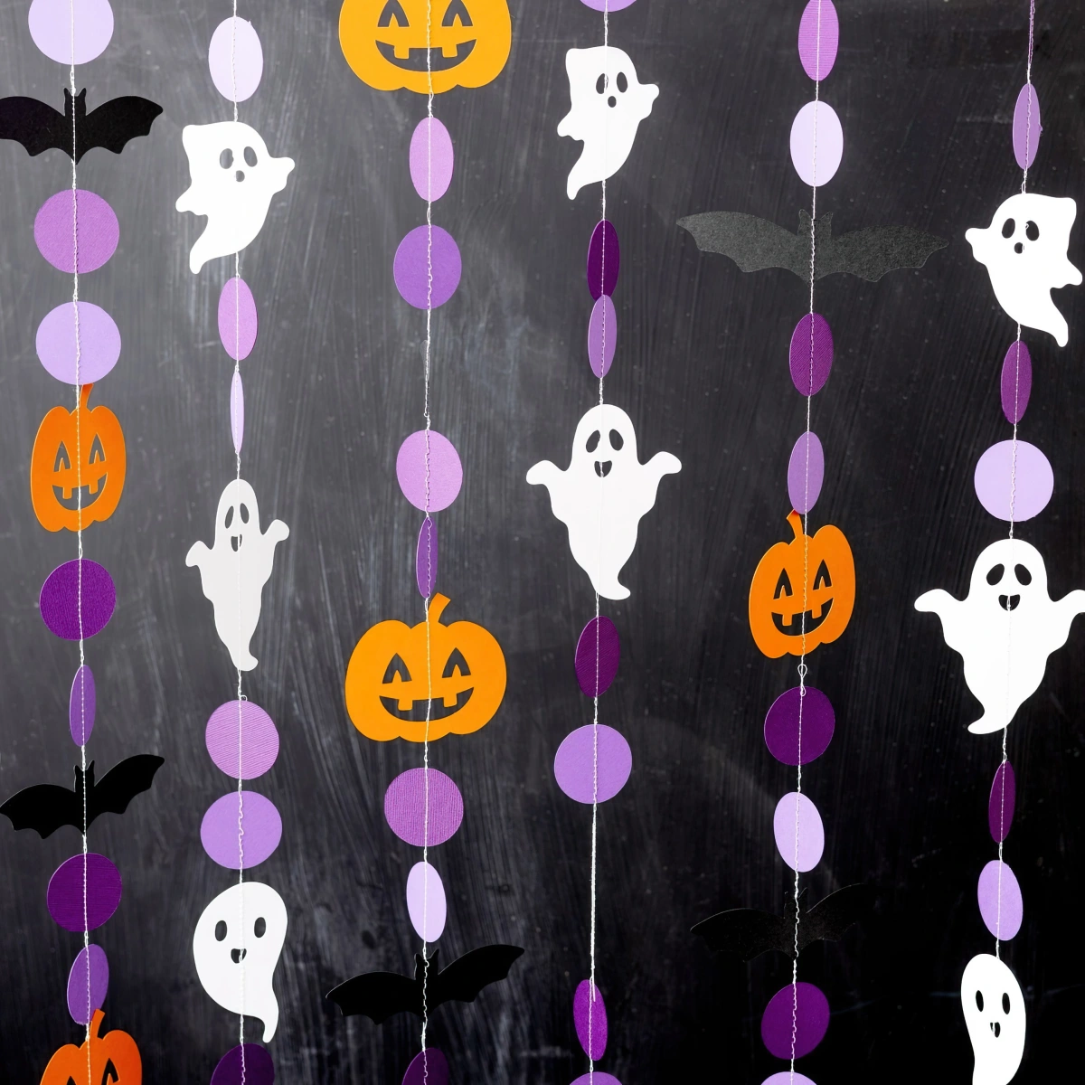 deco halloween a imprimer rideaux ficelle boules papier violet