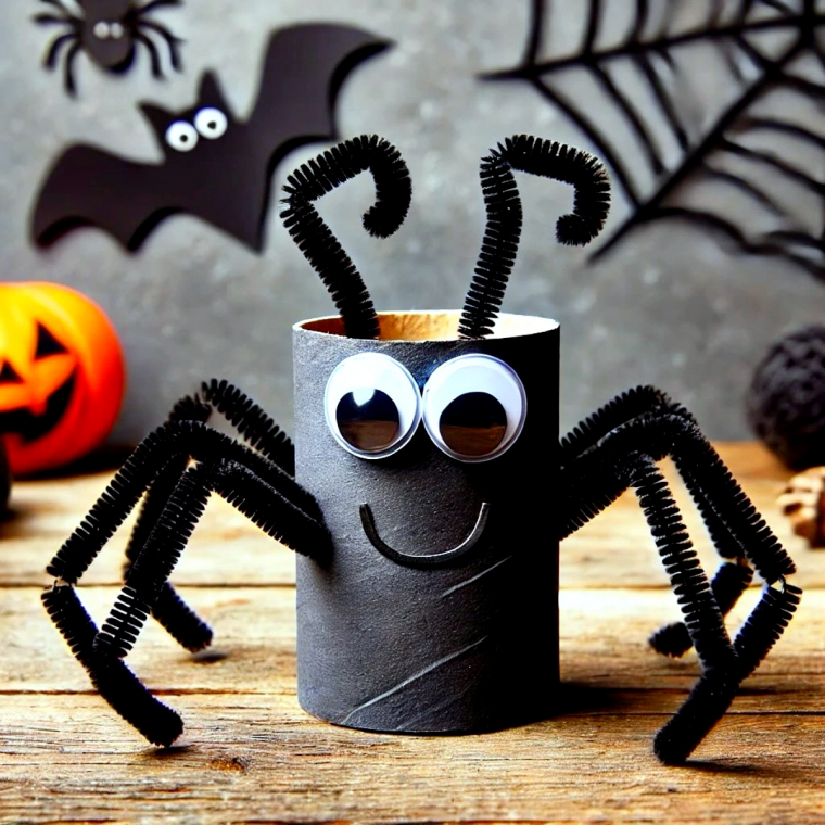 deco halloween en carton araignee noire