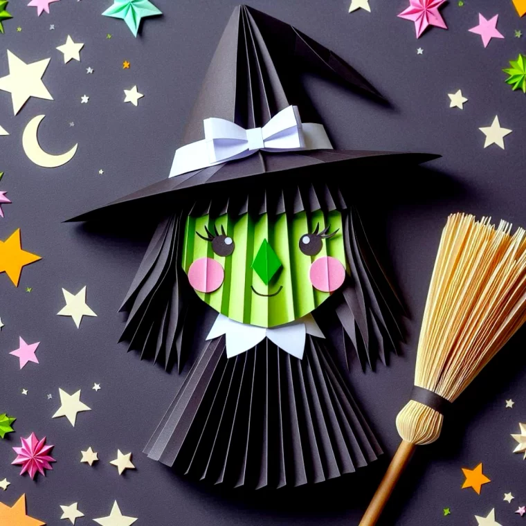 idee mignone pour halloween petite sorciere noire en papier