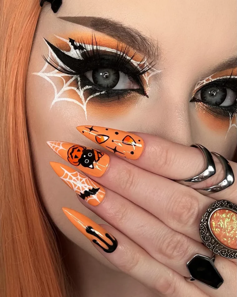 idees halloween ongles et maquillage assortis