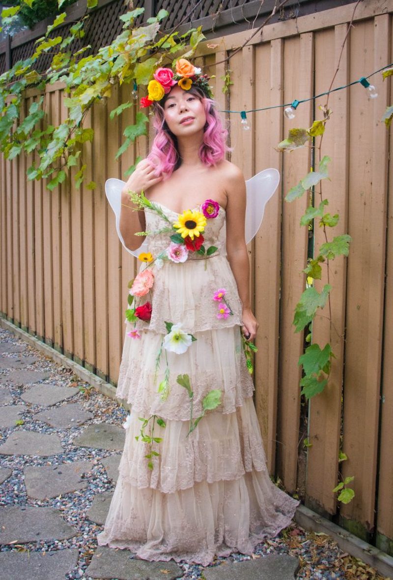 idée robe vintage fleurie déguisement original femme theme fée des bois