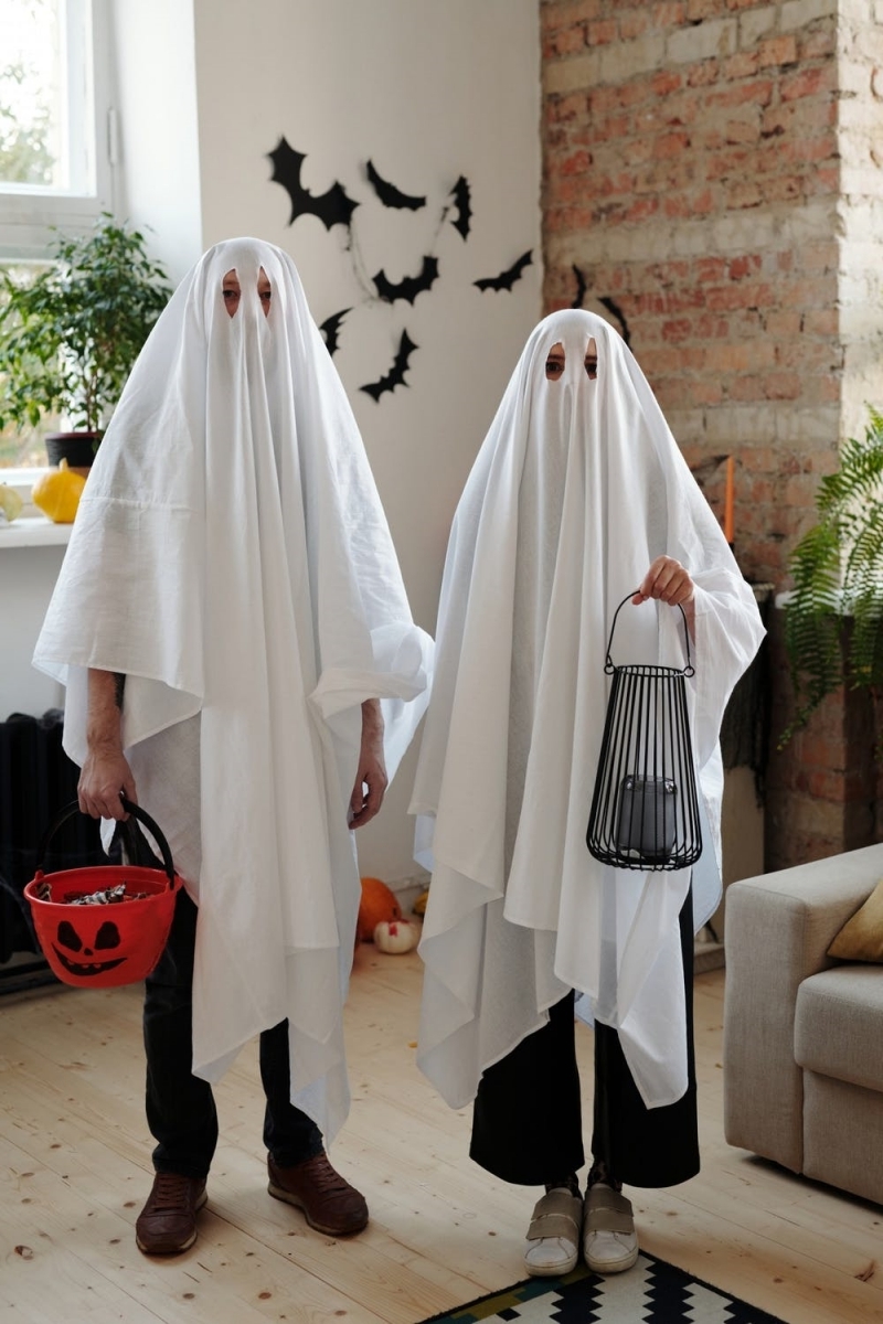 idée déguisement halloween fantôme draps panier jack o diy