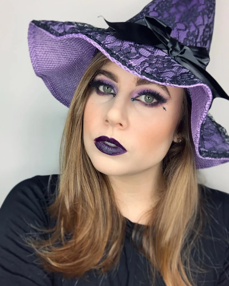 makeup halloween smoky yeux rouge a levre pourpre fards violets